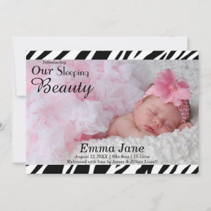 Zebra Print Photo - Birth Announcement