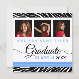 Zebra Print Photo Graduation Invitation