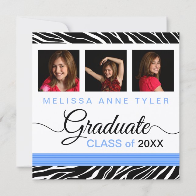 Zebra Print Photo Graduation Invitation (Front)