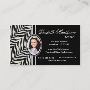 Zebra Print Photo Logo Business Cards ~ Bl