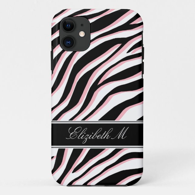 Zebra Print Pink Black & White iPhone 5 Case (Back)