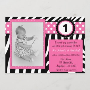Zebra Print Pink Girls Birthday Invitation