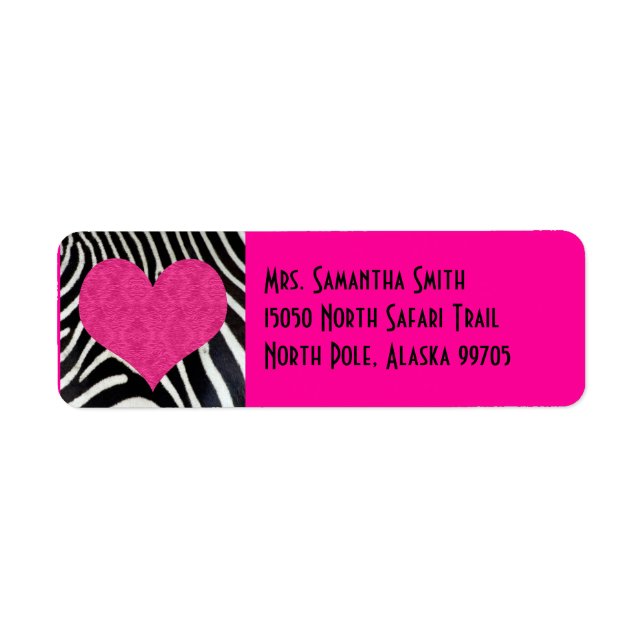 Zebra Print Pink Heart - Custom Address (Front)