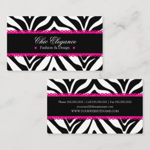 Zebra Print & Pink Lace Elegant Business Card