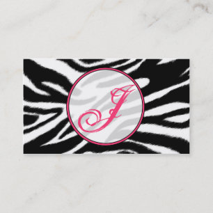 Zebra Print / Pink  Monogram Fashion Business Card