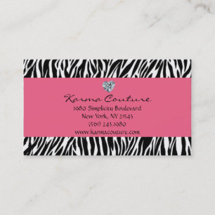 zebra print pink w/ heart shaped diamond business card