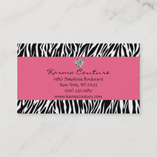 zebra print pink w/ heart shaped diamond business card