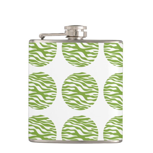 Zebra Print Polka Dots Flask (Front)