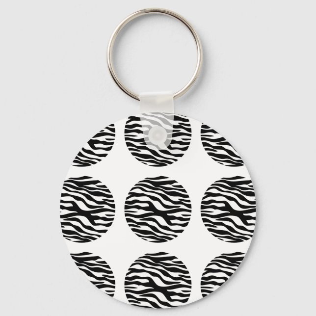Zebra Print Polka Dots Keychain (Front)