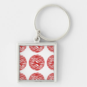 Zebra Print Polka Dots Premium Keychain