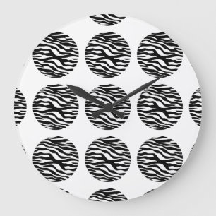 Zebra Print Polka Dots Wall Clock