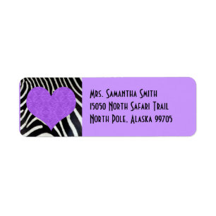 Zebra Print Purple Heart - Custom Address