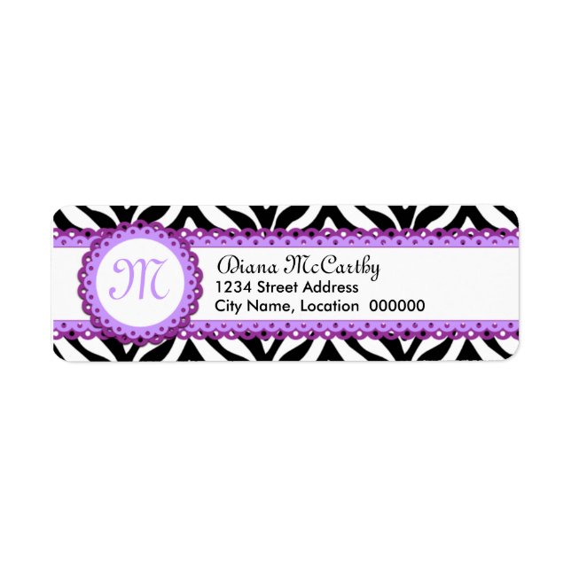 Zebra Print & Purple Lace Monogram (Front)