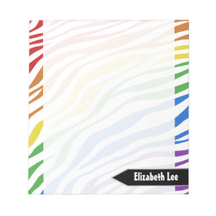 Zebra Print Rainbow Mix Personalised Notepad