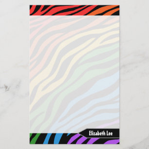 Zebra Print Rainbow Mix Personalised Stationery