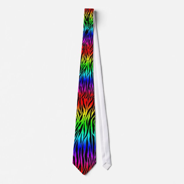 Zebra Print RAINBOW NEON RAVE TIE (Front)