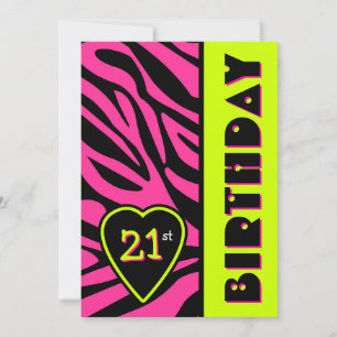 Zebra Print Retro Colours Birthday Party Invitatio Invitation
