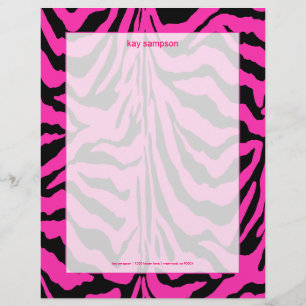 Zebra print, retro colours fuschia + black customised letterhead