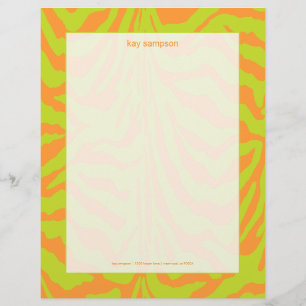 Zebra print, retro colours lime green + orange customized letterhead