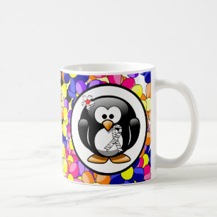 Zebra Print Ribbon Penguin Coffee Mug