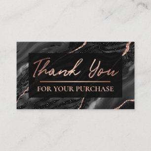 Zebra Print Rose Gold Thank You For Your Purchase Business Card