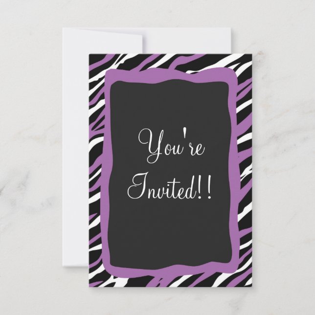 Zebra Print RSVP Card - Purple (Front)