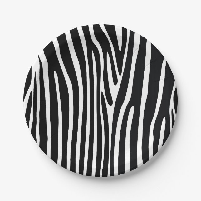 Zebra Print Safari Animal Paper Plates (Front)