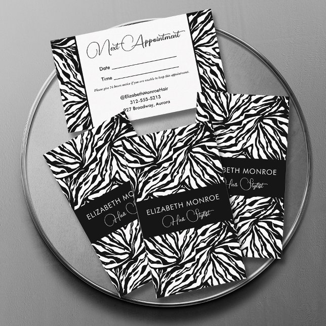 Zebra Print Salon Hair Stylist Makeup Appointment Card (Creator Uploaded)