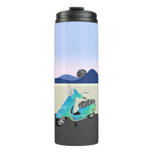 Zebra Print Scooter Moon Illustration Thermal Tumbler