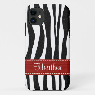 Zebra Print Skin Red Ribbon iPhone 11 Case