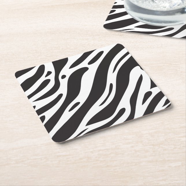 Zebra print square paper coaster (Angled)