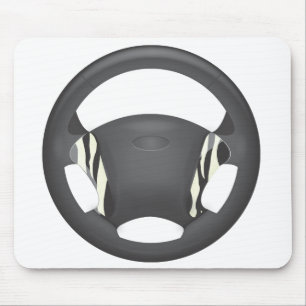 Zebra Print Steering Wheel Mouse Mat