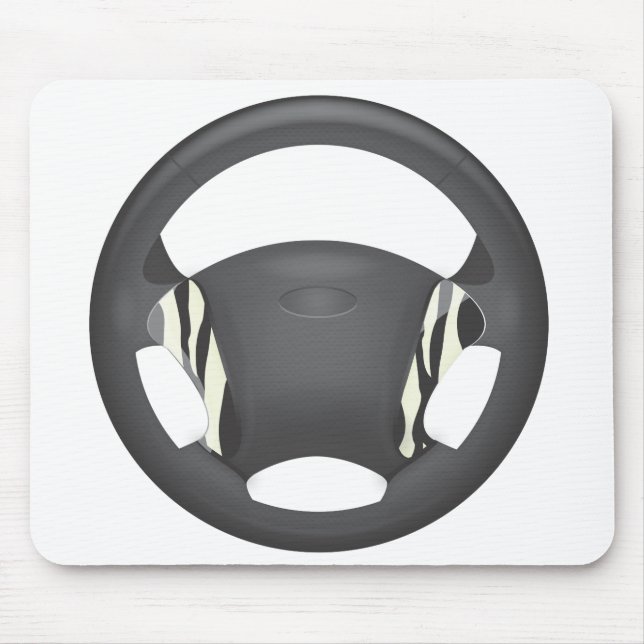 Zebra Print Steering Wheel Mouse Mat (Front)
