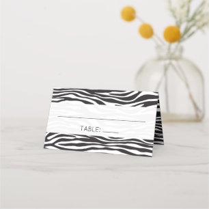 Zebra Print, Stripes, Black And White, Wedding Place Card