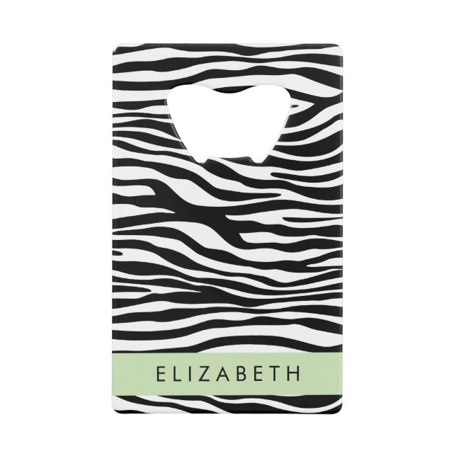 Zebra Print, Stripes, Black And White, Your Name (Front)