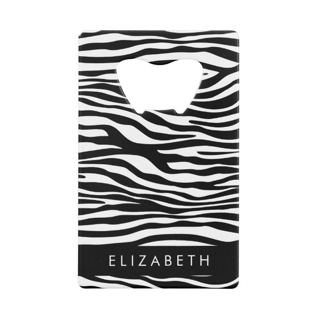 Zebra Print, Stripes, Black And White, Your Name (Front)
