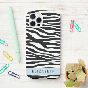 Zebra Print, Stripes, Black And White, Your Name iPhone 12 Pro Case