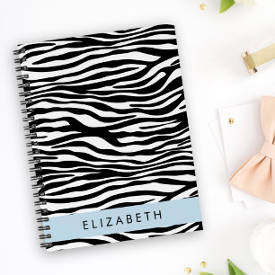 Zebra Print, Stripes, Black And White, Your Name Notebook