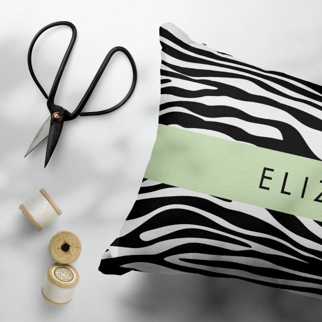 Zebra Print, Stripes, Black And White, Your Name Pillowcase (Creator Uploaded)