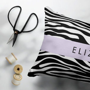 Zebra Print, Stripes, Black And White, Your Name Pillowcase