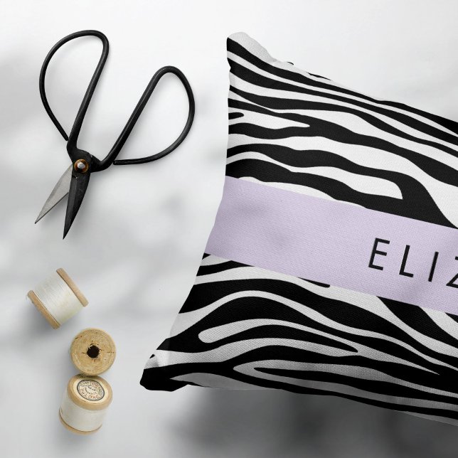 Zebra Print, Stripes, Black And White, Your Name Pillowcase (Creator Uploaded)