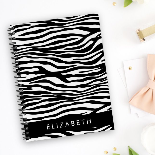 Zebra Print, Stripes, Black And White, Your Name Planner (Creator Uploaded)