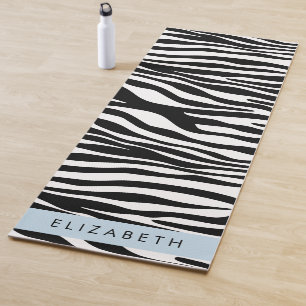 Zebra Print, Stripes, Black And White, Your Name Yoga Mat