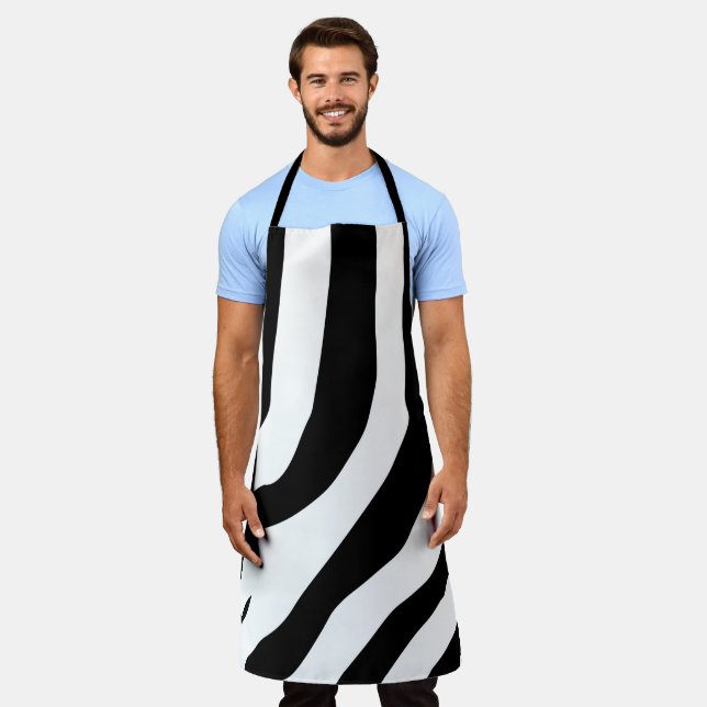 Zebra Print Stripes Pattern Apron (Worn)