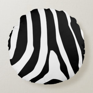 Zebra Print Stripes Pattern Round Cushion