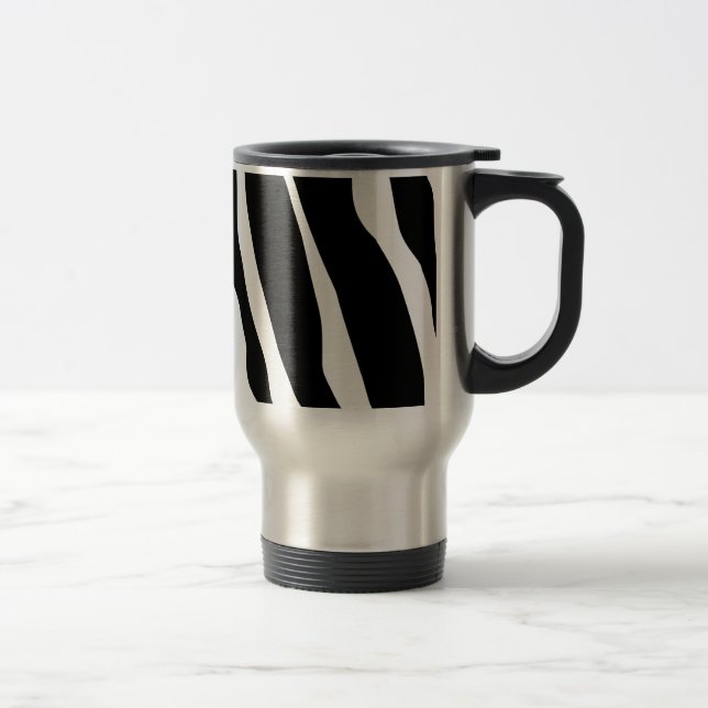 Zebra Print Stripes Pattern Travel Mug (Right)