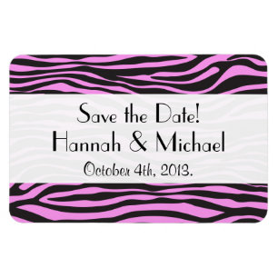 Zebra Print, Stripes, Pink Zebra, Save The Date Magnet