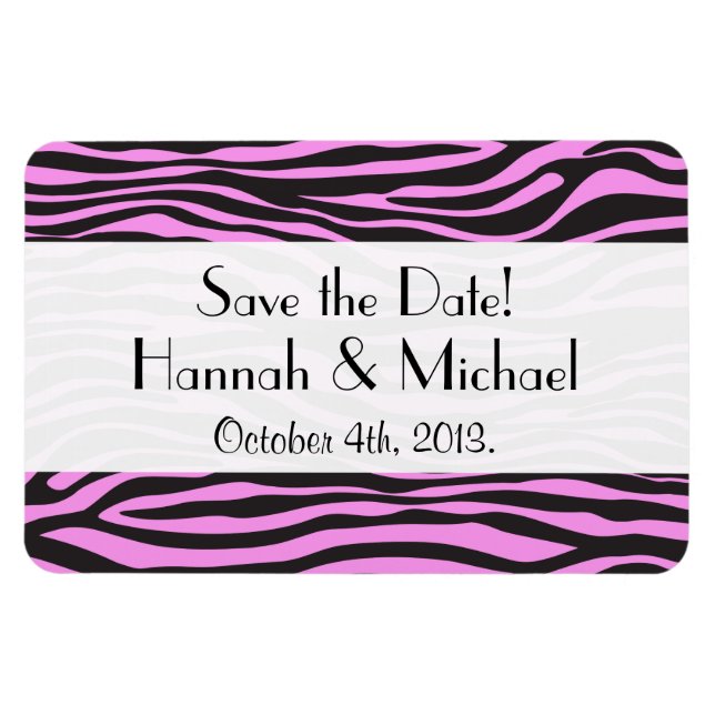 Zebra Print, Stripes, Pink Zebra, Save The Date Magnet (Horizontal)