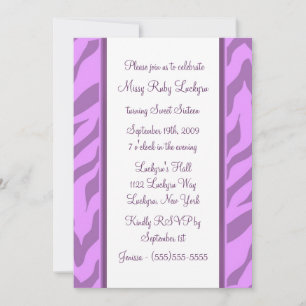 Zebra Print Sweet Sixteen Invitation