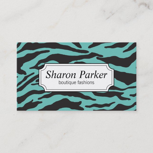 Zebra Print | Teal Business Card (Front)